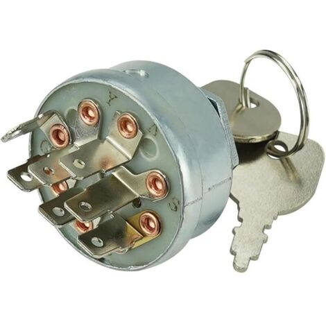 Interruttore di accensione e avviamento per Husqvarna, interruttore di accensione con 2 chiavi, 7 terminali di ricambio per i modelli 725-1717 e 925-1717, per trattorini rasaerba Huqvarna e Poulan.