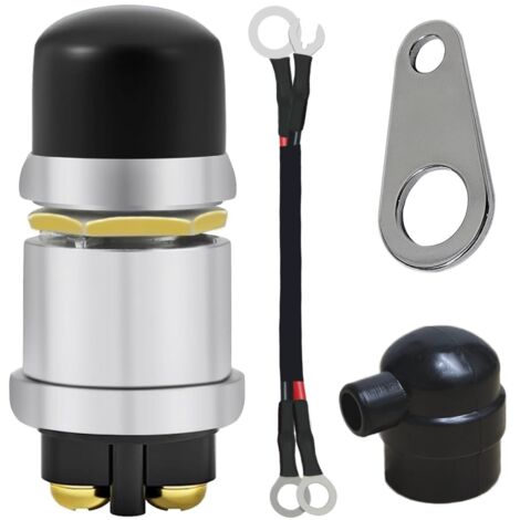 Interruttore di avviamento momentaneo a pulsante impermeabile da 12 V 50 A per auto, camion, trattori, camper, barca, clacson, avviamento motore (1 pezzo)