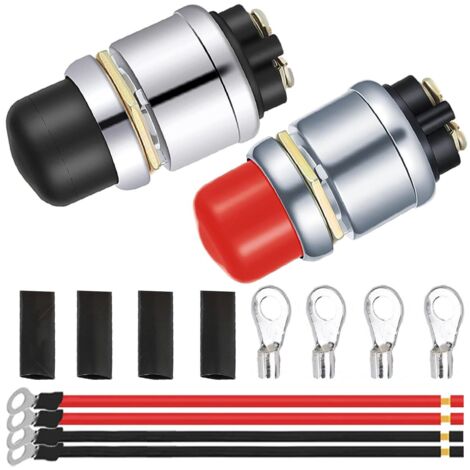 Interruttore di avviamento momentaneo a pulsante impermeabile da 12 V 50 A per avviamento motore tosaerba ATV da 12 V con cavo di terminazione O-ring da 10 cm 12 AWG