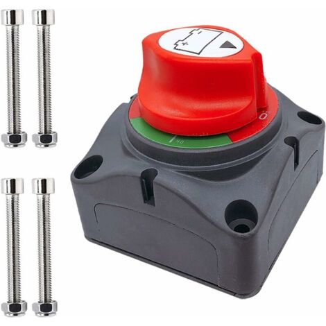 Interruttore di batteria Amper, 12-48 V, isolatore di scollegamento della batteria per auto, veicoli, camper e barche (on/off)