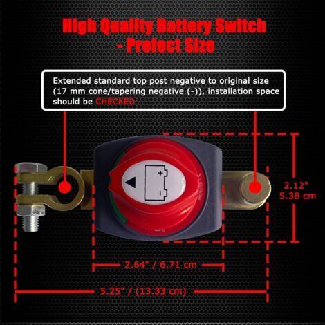 Interruttore di disconnessione batteria 12-48V per auto, veicoli, camper e barche (negativo, acceso/spento)