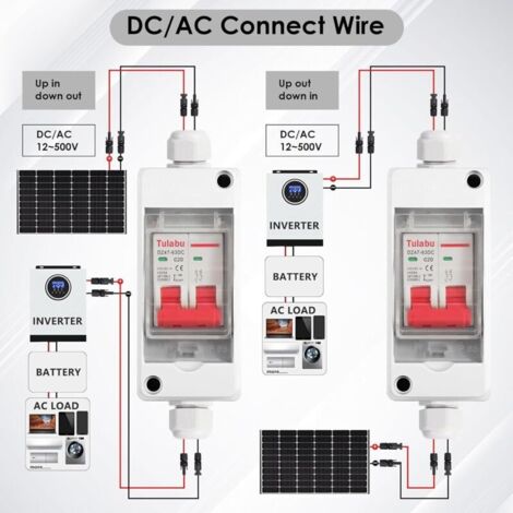 Interruttore di disconnessione fotovoltaico SJLERST 20A 500V CC, interruttore automatico miniaturizzato MCB 2P per dissipatore di corrente solare, interruttore automatico miniaturizzato con scatola di