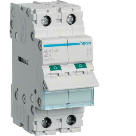 Interruttore di manovra - sezionatore 2 poli 40 a 400 v ac 2 m. din hager sbn240