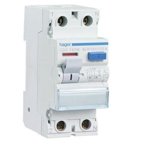 Interruttore differenziale 2P 40A 30 mA AC RESIDENZIALE Hager CDC748M