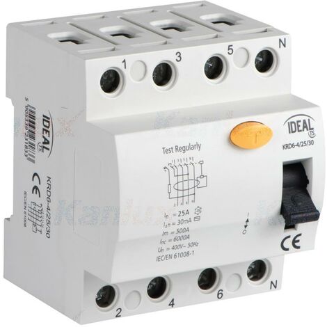 Interruttore automatico magnetotermico 32A 6KA 4 moduli KMB6-C32/4