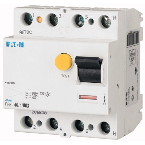 Interruttore differenziale 6kA PF6-40/4/003