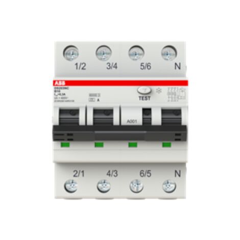 Interruttore differenziale ds203nc  6 ka 3p+n ac c10 30ma abb ds3nc10ac30