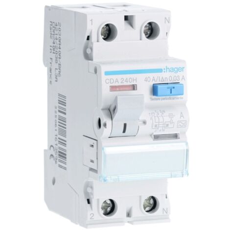 Interruttore differenziale Hager puro 2P 40A 30MA A 2 moduli CDA240H