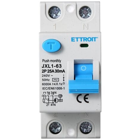 ETTROIT Interruttore Differenziale Puro 2P 25A 6kA 30mA 220V Salvavita