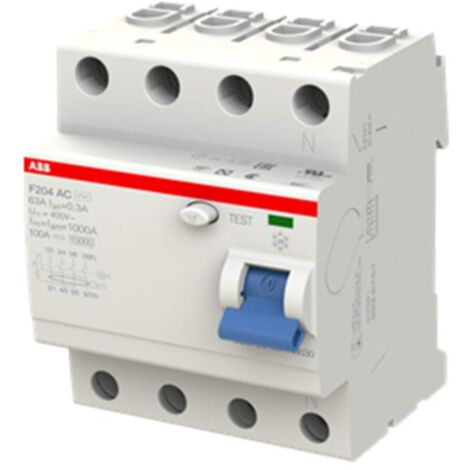 Interruttore differenziale puro 4 poli f204 ac 63a 300ma abb f427820