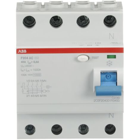 Interruttore differenziale puro 4p f204 ac 40a 300ma abb f427819