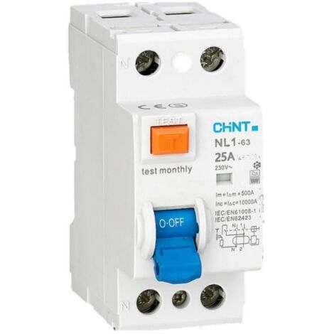 Interruttore differenziale puro chint 2p 25a 30ma 10ka tipo f - 263717