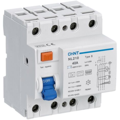 Interruttore differenziale puro chint 4p 63a 30ma 10ka tipo b - 782000
