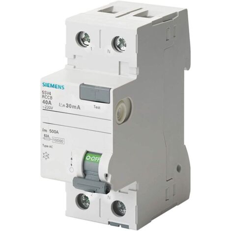 Interruttore Differenziale RCCB Siemens 40A 2P 2M 30Ma Tipo AC 5SV4314-0