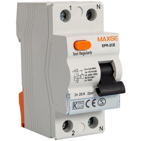 Interruttore Differenziale Residenziale 2P+N 30 mA 25-40 A 6 kA Classe AC MAXGE 25 A