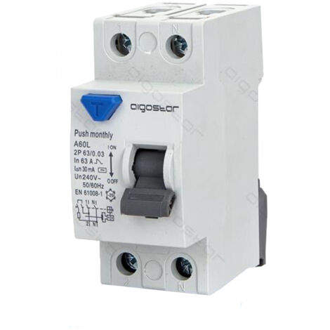 INTERRUTTORE DIFFERENZIALE SALVAVITA AC 2P 63A 30mA 240V PROTEZIONE DA DISPERSIONE VERSO TERRA