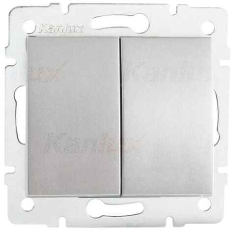 Interruttore doppio avanti e indietro - Incastrato - Argento - 2 levieri - 71x71mm