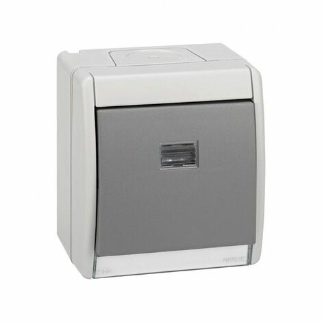 Interruttore grigio 10ax 250v con IP55 luminoso Simon 44 Aqua 4490204-035