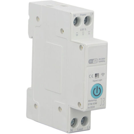 Interruttore intelligente WiFi SJLERST 1P 63A, interruttore automatico con controllo vocale remoto manuale e misurazione della potenza per Tuya 90-300V
