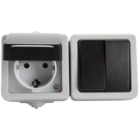 Interruttore lampada + presa Schuko IP54 Kanlux TEKNO