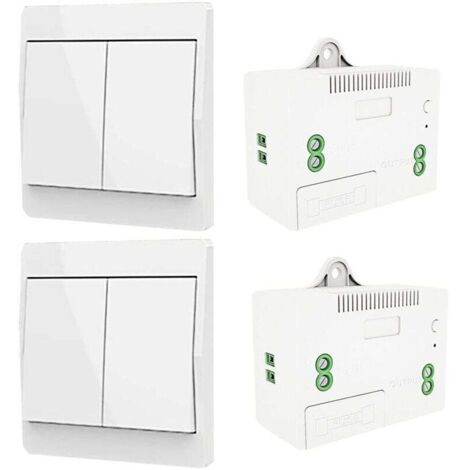 Interruttore luce autogenerante wireless, interruttore a radiofrequenza e ricevitore relè, controller con fusibile, interruttore cinetico senza batteria (kit a 2 vie e 2 chiavi)