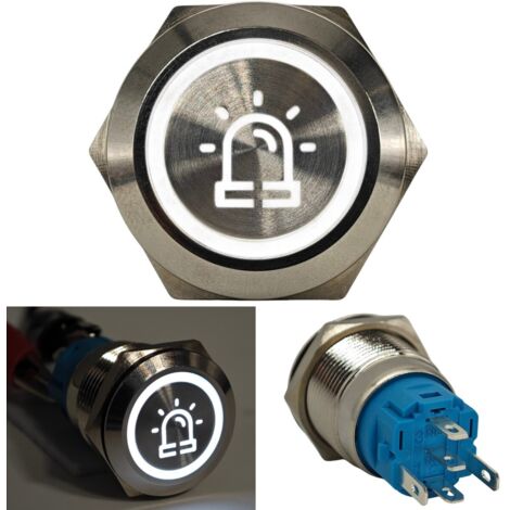 Interruttore luminoso a LED da 18 mm con chiusura cromata