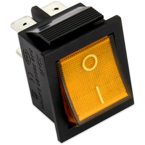 INTERRUTTORE LUMINOSO GIALLO BIPOLARE 4C 220V 16A UNIVERSALE VARI USI
