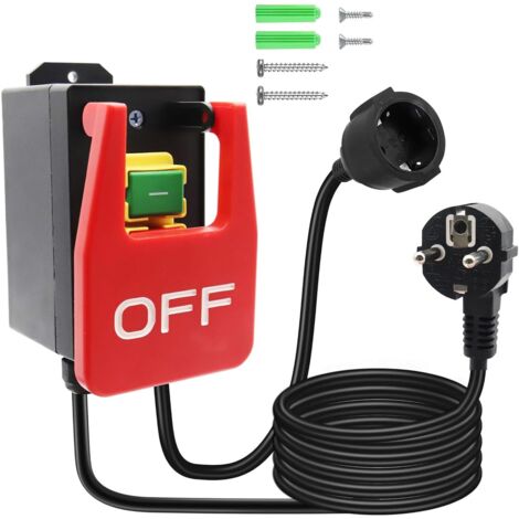 Interruttore macchina Binghe 250V 16A, interruttore solenoide pulsante di arresto di emergenza, interruttore di sicurezza con presa per lo spegnimento rapido del tavolo di fresatura