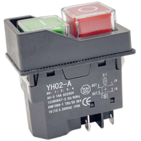 Interruttore magnetico impermeabile, interruttore on/off a pulsante a 4 pin, interruttore di avvio/arresto, accessori per macchine utensili, 250 V 16 A, accessori per la sostituzione del filtro Dyson