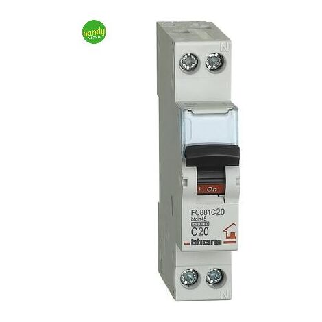 Interruttore magnetotermico 20a Bticino 1 modulo interruzione icn 4,5 ka