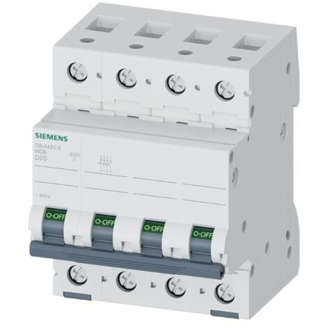 Interruttore magnetotermico 400V 4 poli 20A D 10KA Siemens 5SL44208