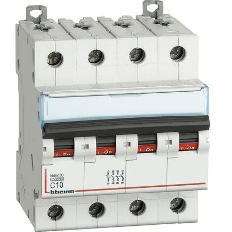 Interruttore Magnetotermico 4P Curvac 10A 10Ka Btdin100 ( BTICINO cod. FH84C10 )