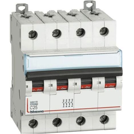 Interruttore Magnetotermico 4P Curvac 25A 10Ka Btdin100 ( Bticino Cod. Fh84C25 )