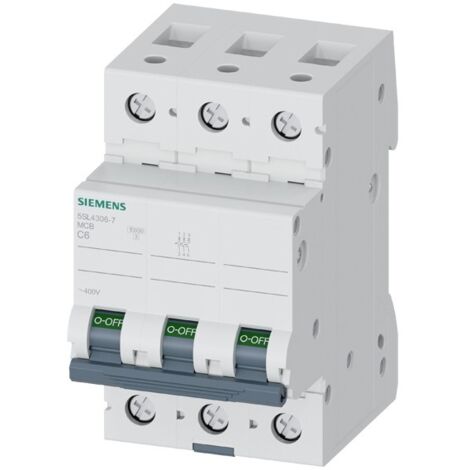 Interruttore magnetotermico a 3 poli 400V 6A curva C Siemens 5SL43067