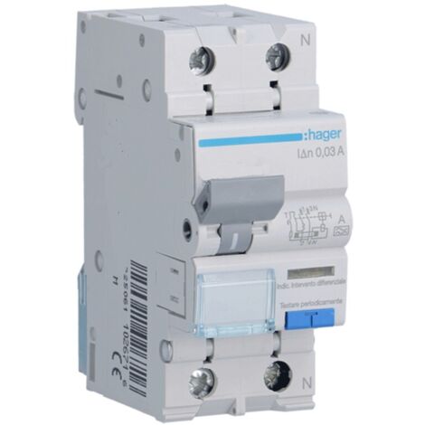 Interruttore Magnetotermico Acc 1Pn 30Ma A 16A 4.5Ka C 2M ( Hager Cod. Ada816H )