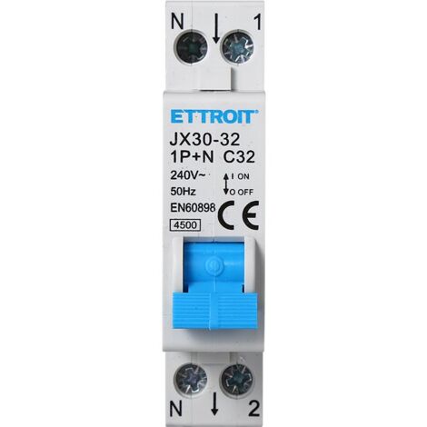 ETTROIT Interruttore Magnetotermico Automatico 1P+N 32A 220V Salvavita