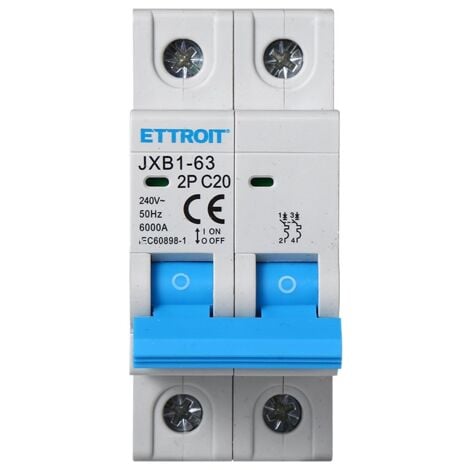 ETTROIT Interruttore Magnetotermico Automatico 20A 2P 220V Salvavita Stotz