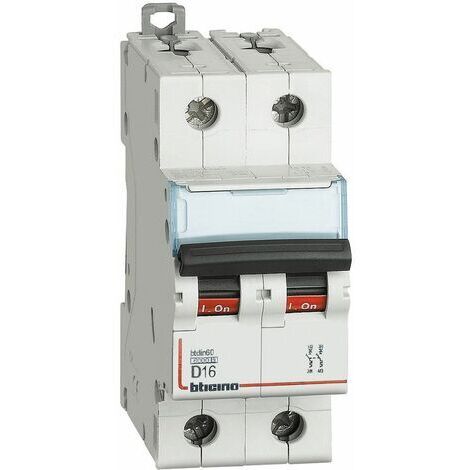 Interruttore magnetotermico Bticino 2P 16A 6kA tipo D 2 moduli FN82D16