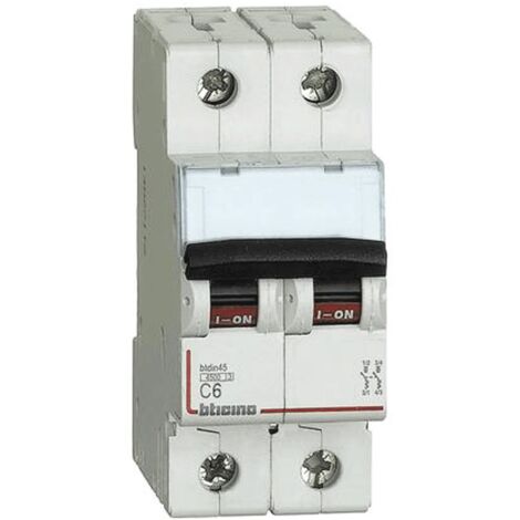 Interruttore magnetotermico Bticino 2P 6A 4,5kA tipo C 2 moduli FA82C6