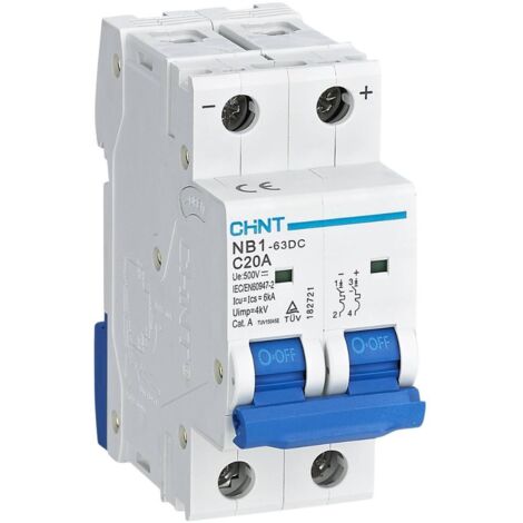 Interruttore magnetotermico chint nb1-63dc 20a 500vdc