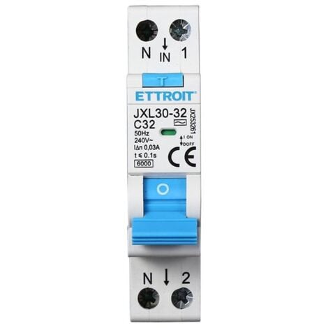 ETTROIT Interruttore Magnetotermico Differenziale 1P+N 32A 6KA 30mA 220V