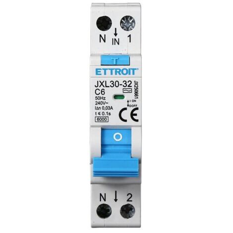 ETTROIT Interruttore Magnetotermico Differenziale 1P+N 6A 6KA 30mA 220V