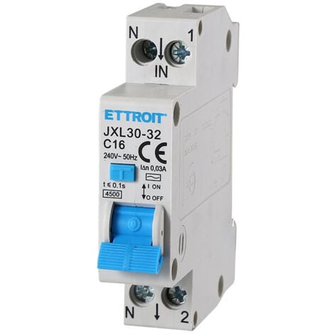 ETTROIT Interruttore Magnetotermico Differenziale guida din 16A 4.5KA JX251640