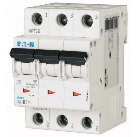 Interruttore magnetotermico Eaton FAZ6 16A 3P 6KA C 3 moduli 239148