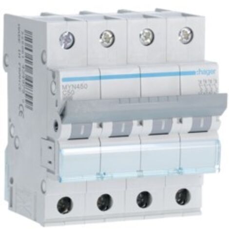 Interruttore magnetotermico Hager 4P 50A 4,5KA C 4 moduli MYN450