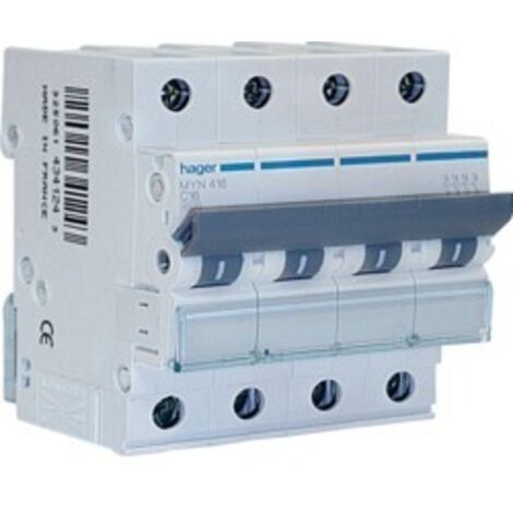 Interruttore magnetotermico Hager 4P 6A 4,5KA C 4 moduli MYN406