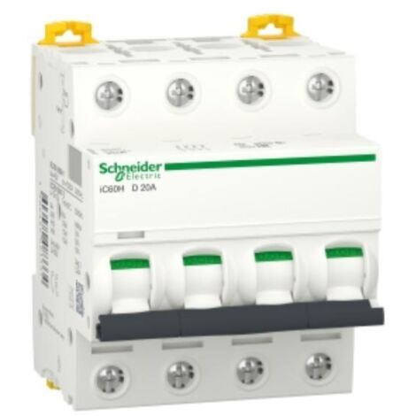 Interruttore magnetotermico Schneider 4P 20A 10KA D 4M iC60H A9F85420