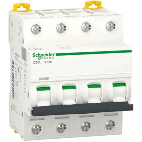 Interruttore magnetotermico Schneider 4P 63A 15KA C 4M iC60L A9F94463