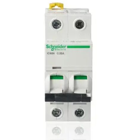 Interruttore magnetotermico schneider electric acti9 ic60n 2p 25a 6000a curva c -a9f79225