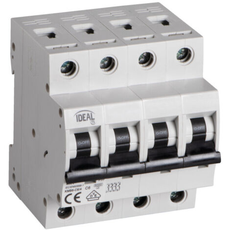 Interruttore modulare 4 moduli - 6A - Curve C - 400V AC - Rail TH35